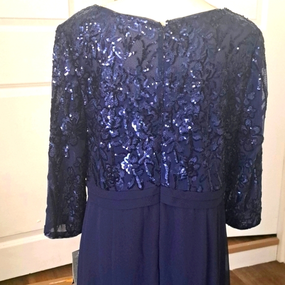 Alex Evening 14 Petite Empire Waist Sequin aline with cascade style 8296784 NWT - Picture 10 of 12